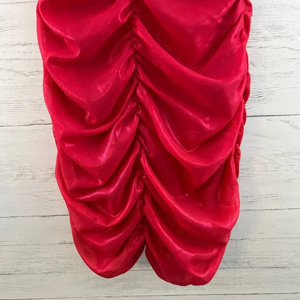 Lovers + Friends Hot Pink Ruffle Bodycon Mini Dress Size XS - Picture 5 of 8